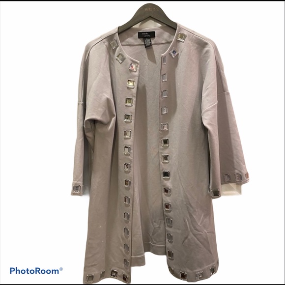 Sandra & Andre Long Jeweled Studded Cardigan- L - Picture 1 of 7